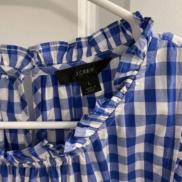 J. Crew gingham midi ruffle sleeve sundress sz L - Picture 3 of 6